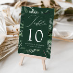 Numéro De Table Abby Greenery<br><div class="desc">Cartes de table élégantes et botaniques mariage, portant le numéro de table, vos noms et la date du mariage, nichées dans un cadre rectangulaire entouré d'eucalyptus, de fougères et d'autres riches espaces verts sur un arrière - plan vert foncé. Personnalisez le numéro de chaque carte de table et ajoutez-le à...</div>