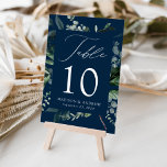 Numéro De Table Abby Greenery<br><div class="desc">Cartes de table élégantes et botaniques mariage, portant le numéro de table, vos noms et la date du mariage, nichées dans un cadre rectangulaire entouré d'eucalyptus, de fougères et d'autres riches espaces verts sur un arrière - plan de marine. Personnalisez le numéro de chaque carte de table et ajoutez-le à...</div>