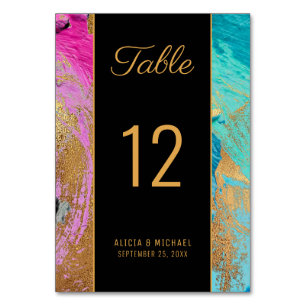 Numéro De Table Abstrait moderne peinture écriture or mariage fonc