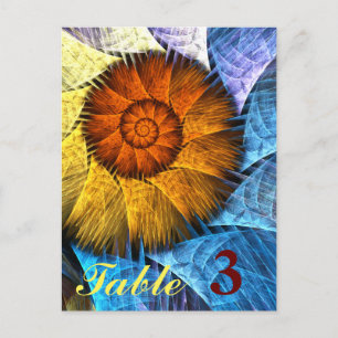 Numéro de table abstrait orange jaune bleu floral