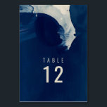 Numéro De Table Abstrait Unique Navy Mariage d'encre bleue<br><div class="desc">Abstrait Unique Marine Mariage d'encre bleue Numéro de table Modèle de carte</div>