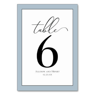Numéro De Table Accueil Mariage classique Noir Blanc Bleu Noir