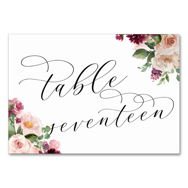 Numéro De Table Adore Calligraphie Mariage Réception 17 (Devant)