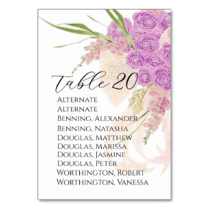 Numéro De Table Affectation de table Bouquet noeud La Boca Rosa