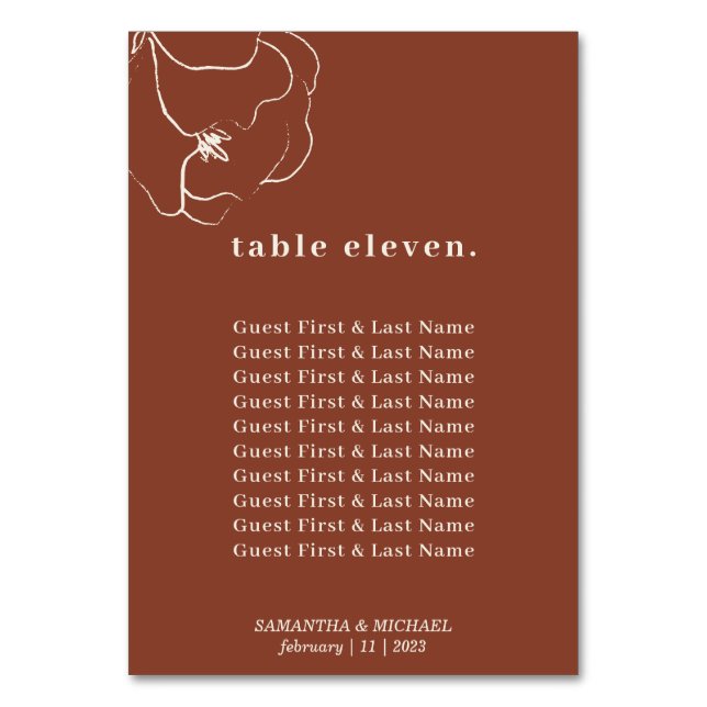 Numéro De Table Affectation de table en terre cuite (Par défaut)