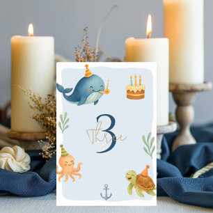 Numéro De Table Ahoy Nautical Birthday   Baleines et animaux marin