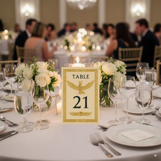 Numéro De Table Aile solaire égyptienne et Ankh – Modifiable (Créateur téléchargé)