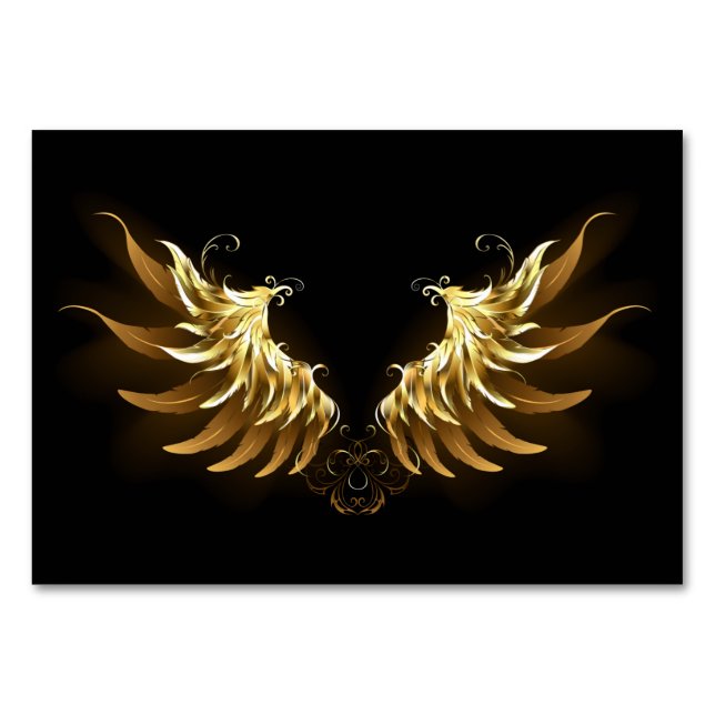 Numéro De Table Ailes d'Ange d'or sur arrière - plan noir (Devant)
