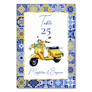 Numéro De Table Amalfi Italien Carrelage bleu Scooter Lemons Maria