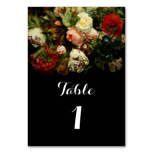 Numéro De Table Ambiance romantique foncé élégant fleurs florales  (Par défaut)