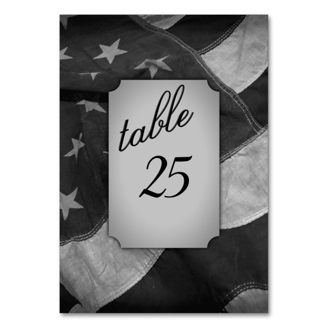 Numéro De Table American Flag Black and White Table Number (Par défaut)