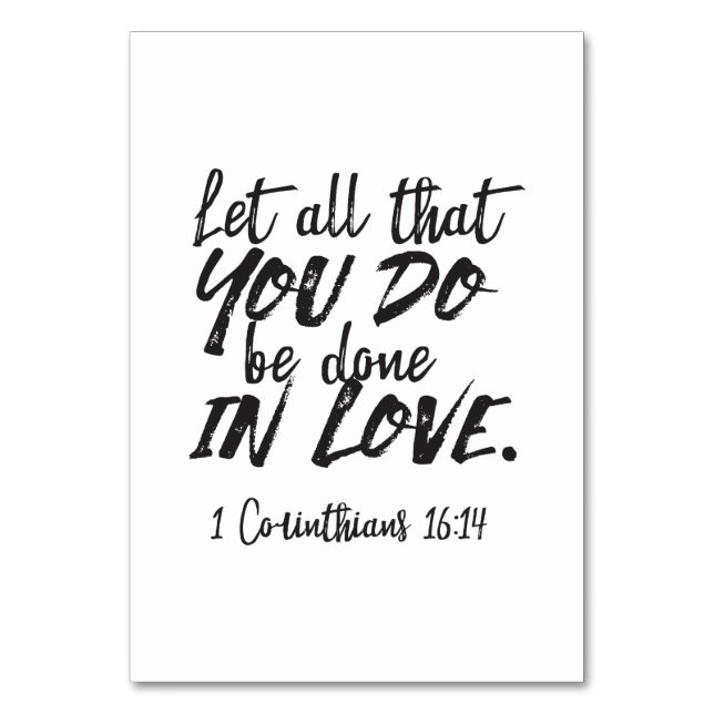 Numéro De Table Amour en action - 1 Corinthiens 16:14 Inspirationa (Par défaut)