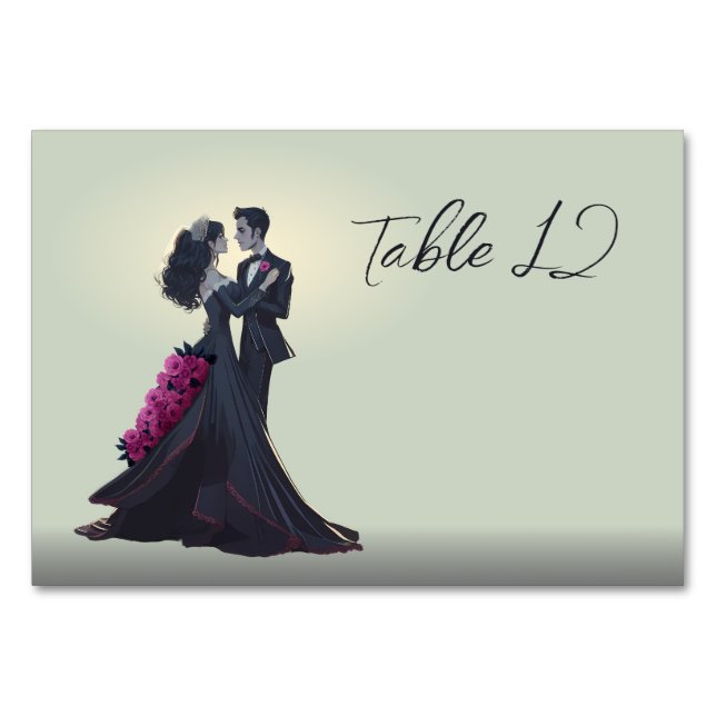 Numéro De Table Amoureux gothique romantique Minimal Élégant (Devant)