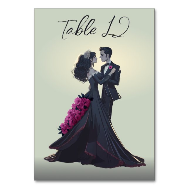 Numéro De Table Amoureux Gothiques Romantiques Minimal Élégant (Par défaut)