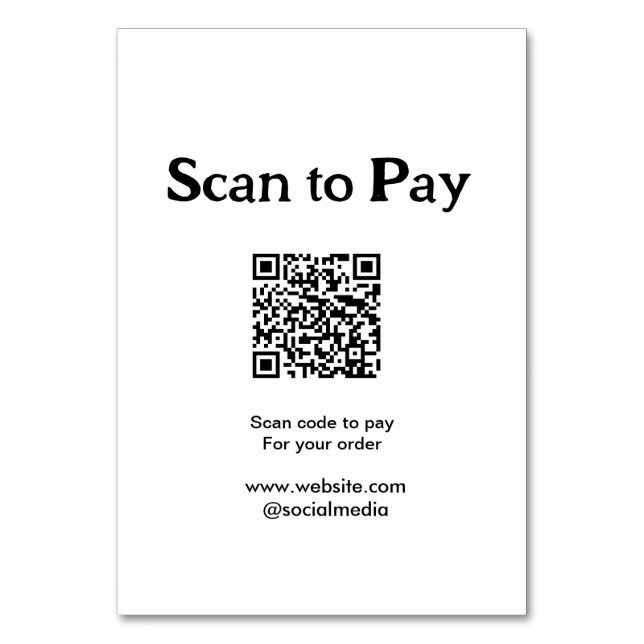 Numéro De Table Analyser pour payer la commande QR code ajouter si (Par défaut)