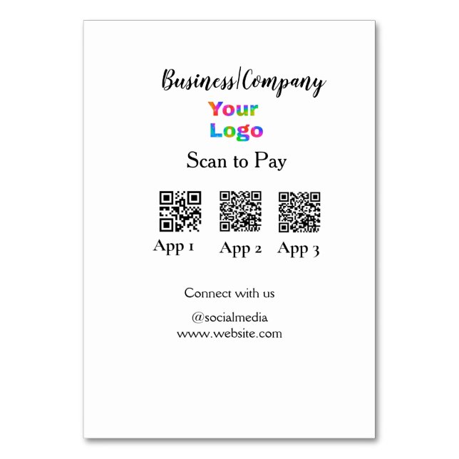 Numéro De Table Analyser pour payer le logo de l'entreprise Q R co (Par défaut)