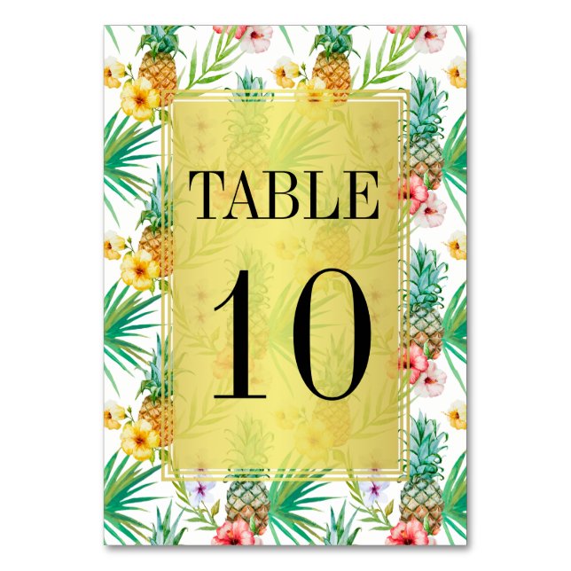 Numéro De Table Ananas tropical et Hibiscus Mariage Numéro de tabl (Par défaut)