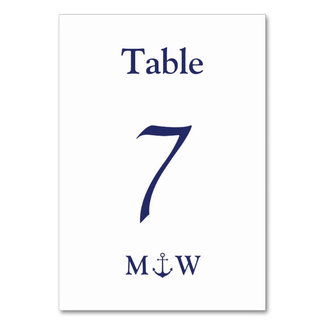Numéro De Table Ancrage nautique marine bleu & blanc initiales Mar (Par défaut)