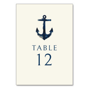 Numéro De Table Ancre marine Bleu Mariage moderne marine