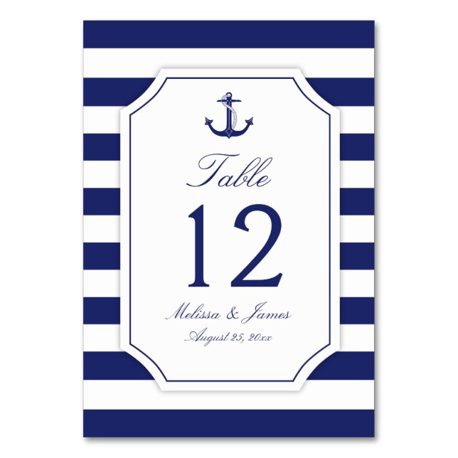 Numéro De Table Ancre nautique   Bleu Mariage (Par défaut)