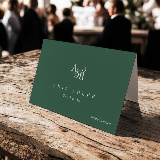 Numéro De Table ANDREA Dark Green Minimal Wedding Place Cards (ANDREA Dark Green Minimal Wedding Place Cards)