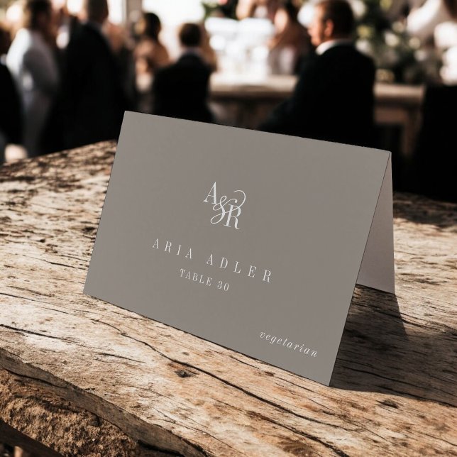 Numéro De Table ANDREA Rustic Taupe Minimal Wedding Place Cards (ANDREA Rustic Taupe Minimal Wedding Place Cards)