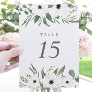 Numéro De Table Anemones Sage & Dusty Eucalyptus Mariage