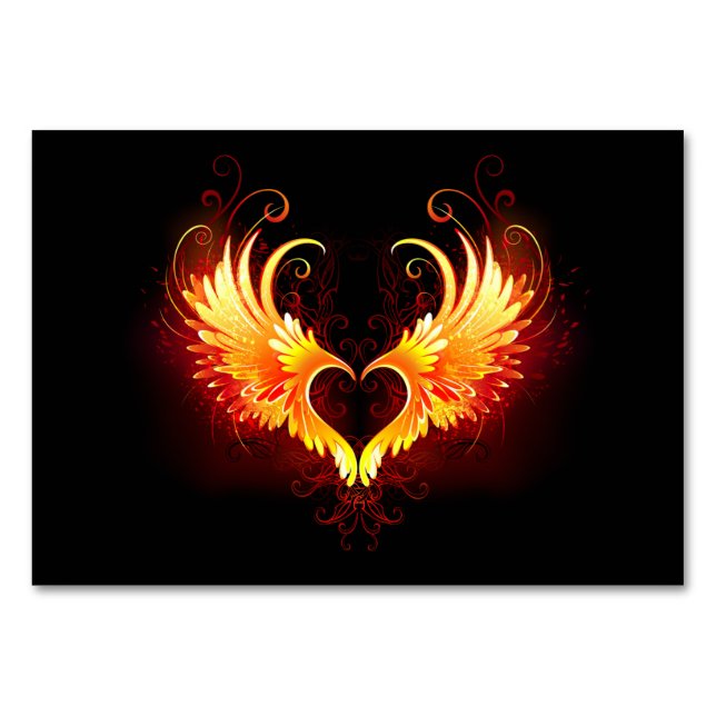Numéro De Table Angel Fire Heart with Wings (Devant)