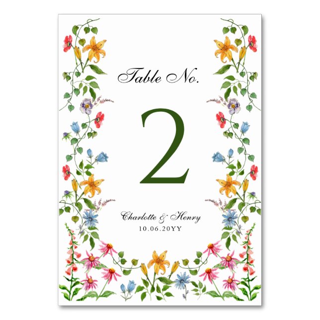 Numéro De Table Anglais mariage fleuri du jardin (Par défaut)