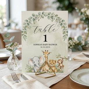 Numéro De Table Animaux de la jungle Safari Table de Baby Shower