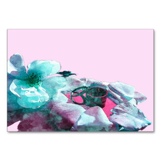 Numéro De Table Anneaux avec pétales de rose blanche