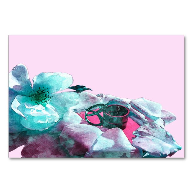 Numéro De Table Anneaux avec pétales de rose blanche (Devant)