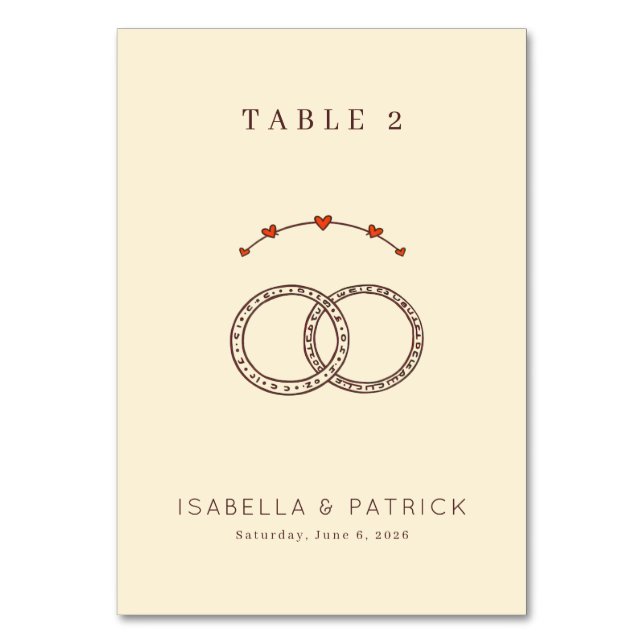 Numéro De Table Anneaux entrelacés beige vintage (Par défaut)