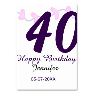 Numéro De Table anniversaire 40 ans ajouter nom date année épingle