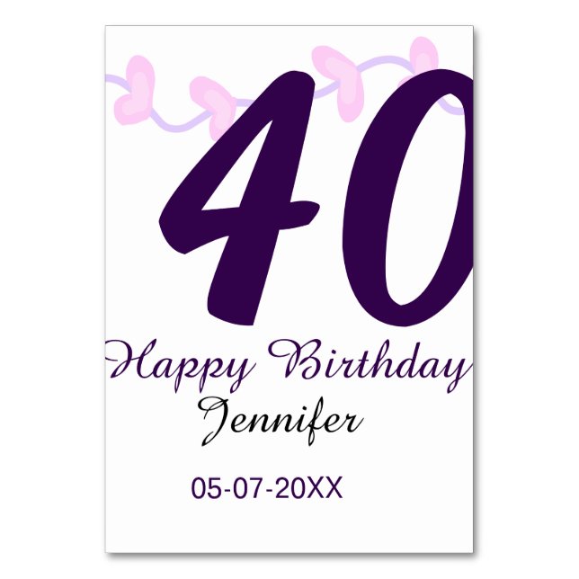 Numéro De Table anniversaire 40 ans ajouter nom date année épingle (Par défaut)