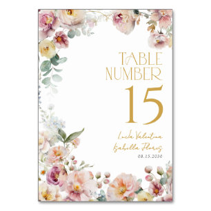 Numéro De Table Anniversaire Floral Rose vintage Gold