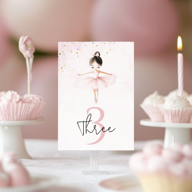 Numéro De Table Anniversaire rose Ballerina élégant (Créateur téléchargé)