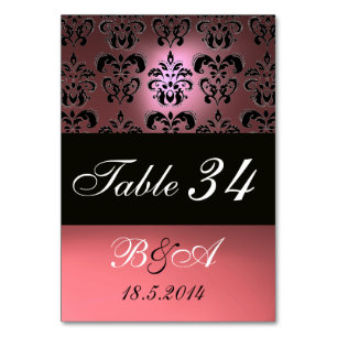 NUMÉRO DE TABLE ANTIQUE ROSE NOIR CLASSE DOMMASQUE MONOGRAM