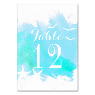 Numéro De Table Aqua aquarelle, étoile de mer mariage numéro de ta