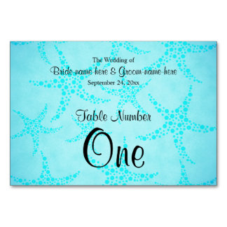 Numéro De Table Aqua et Mariage Starfish Turquoise.