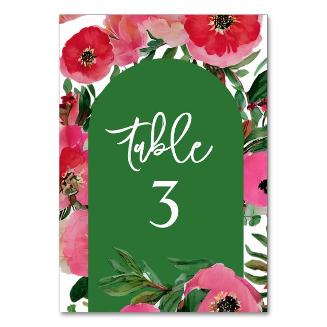 Numéro De Table Aquarelle Anéone Green Arch Mariage (Par défaut)