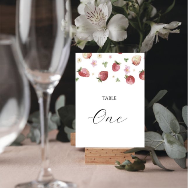 Numéro De Table Aquarelle Baby shower fraise Numéro de tableau (Créateur téléchargé)