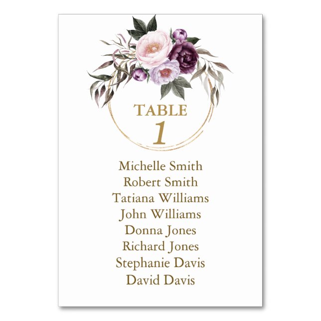 Numéro De Table Aquarelle Baptême Floral Bourgogne (Par défaut)