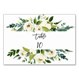 Numéro De Table Aquarelle blanc Mariage de cadre Floral