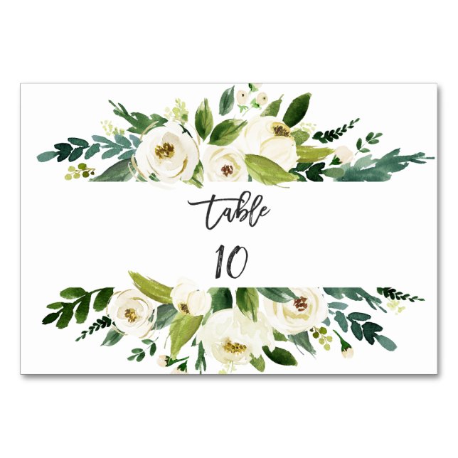 Numéro De Table Aquarelle blanc Mariage de cadre Floral (Dos)