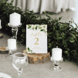 Numéro De Table Aquarelle blanche et or Floral Personnalisé<br><div class="desc">Cette belle carte de numéro de tableau floral présente des fleurs d'aquarelle et votre texte personnalisé des deux côtés de la carte. Utilisez le modèle pour remplir vos informations. La fonction "Personnaliser plus loin" peut être utilisée pour modifier la police (taille, style, couleur), ajouter des lignes de texte ou modifier...</div>