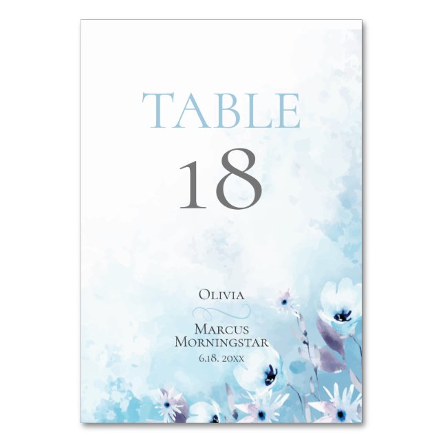 Numéro de table | Aquarelle bleu anémones (Par défaut)