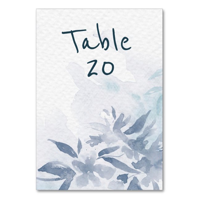 Numéro De Table Aquarelle bleu doux Feuilles accueil mariage (Par défaut)