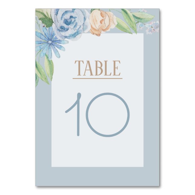 Numéro De Table Aquarelle bleu doux floral esquissé (Par défaut)