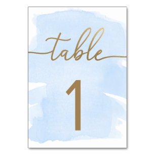 Numéro De Table Aquarelle bleu or